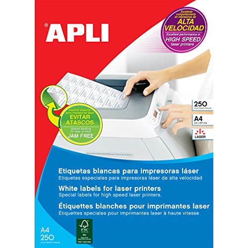 APLI 002518 Set 250 Etiketten Laser 52,5 x 29,7 mm weiß von APLI