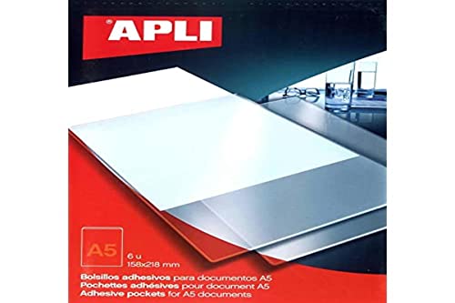 APLI 002576 6 Hüllen selbstklebend für Dokument A5 158 x 218 mm von APLI