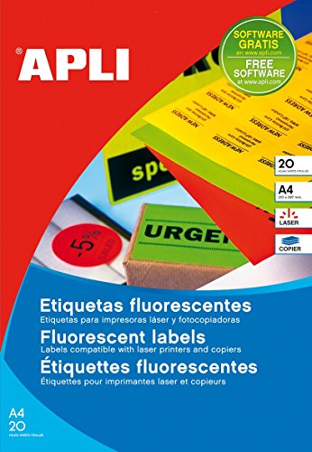Etiketten, Neonorange, Format 210 x 297 mm, 20 Stück Etiketten, Neonorange, Format 210 x 297 mm, 20 Stück von APLI