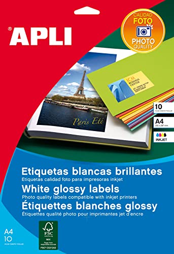 APLI 2923 - Weiße Etiketten in Fotoqualität, 99 x 34 mm, 10 Blatt APLI 2923 - Weiße Etiketten in Fotoqualität, 99 x 34 mm, 10 Blatt von APLI