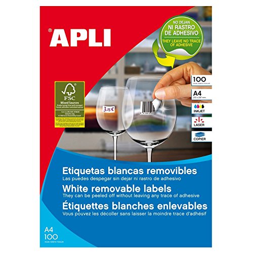 APLI 3055 Abnehmbare Etiketten, 52,5 x 21,2 mm, 100 Blatt von APLI