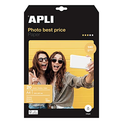 APLI 004451 20 Stück Fotopapier glänzend 210 x 297 mm 135 g von APLI