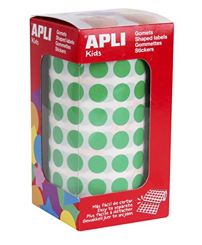 APLI 4854 Rolle Sticker rund Durchmesser 10.5 mm, grün von APLI Kids