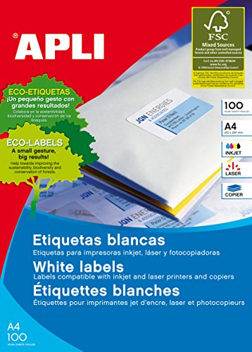 APLI 707565 - Pack 100 weiβe Etiketten für Drucker 99.1X34 von APLI