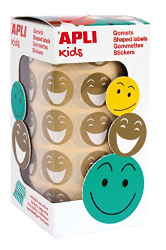 APLI 935959 Rolle 900 Runde Gomets Smile, 30 Blatt bohren, gelb von APLI Kids