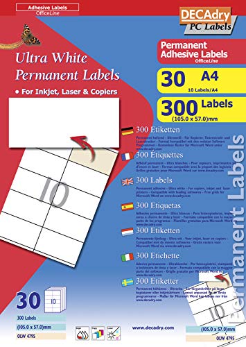 APLI DECADRY Samt-300 Etiketten, 105 x 57, mm weiß von APLI