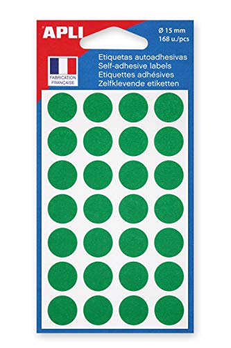 APLI Etiketten mit 168 Etiketten, rund, 15 mm, Grün, 6 Stück APLI Etiketten mit 168 Etiketten, rund, 15 mm, Grün, 6 Stück von APLI