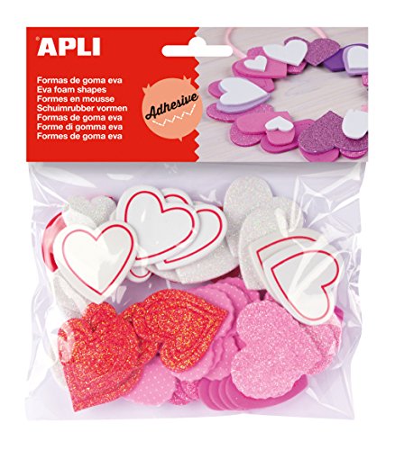 Apli 218149 - Herze Eva-Gummi mit Glitzerstaub - Pack 52 Stück von APLI Kids