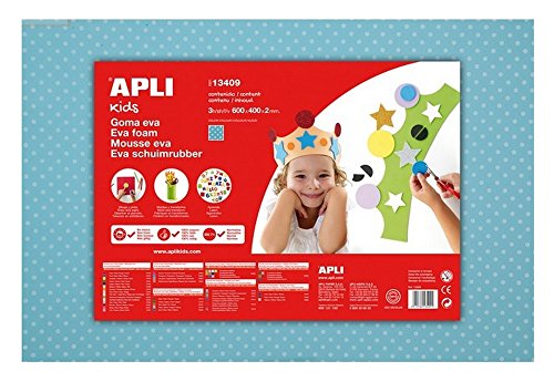 Apli Kids 13409 – Packung mit 3 Bögen aus flexiblem EVA-Schaumstoff – bedruckt mit weißen Punkten auf blauem Hintergrund – 600 x 400 x 2 mm von APLI Kids