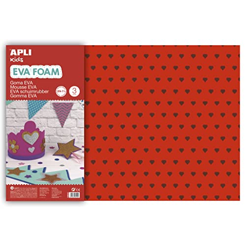 APLI Kids 13414 – Packung mit 3 Bögen aus flexiblem EVA-Schaumstoff – Druck: rund mit Pailletten, violett auf lila Hintergrund – 600 x 400 x 2 mm von APLI Kids