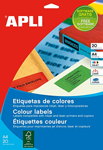 APLI Self-adhesive labels 105 x 37 mm rot 320 Aufkleber selbstklebend von APLI