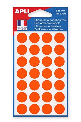 APLI-Set, 3 Päckchen 168 Etiketten Aufkleber Warndreieck rund 15 mm orange von APLI