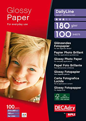APLI dailyline Pack 100 Blatt Fotopapier A4 180 g glänzend von APLI