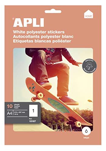 Apli 015187 Etiketten, Polyester, Tintenstrahldrucker, 210 x 297 mm, Weiß, 10 Stück Apli 015187 Etiketten, Polyester, Tintenstrahldrucker, 210 x 297 mm, Weiß, 10 Stück von APLI
