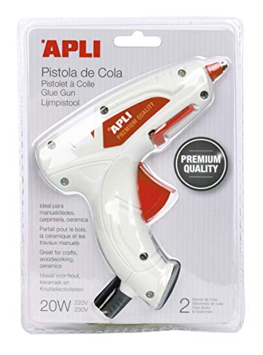 Apli 016668 Heißklebepistole Premium + 2 Stäbe, 20 W, Weiß von APLI