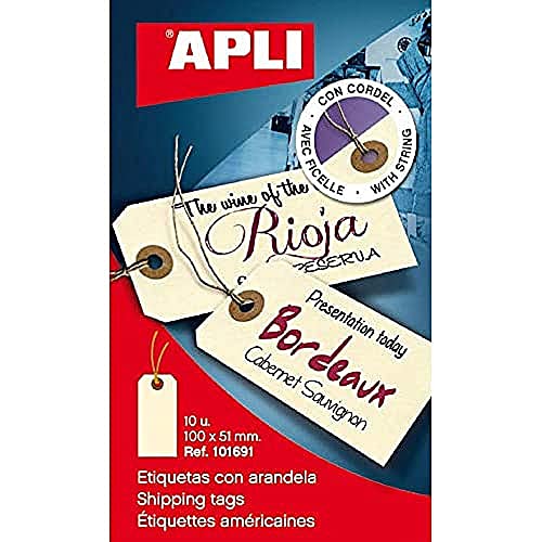 Apli 101691 – Packung mit 10 amerikanischen Etiketten mit Schnur, Maße: 100 x 51 mm Apli 101691 – Packung mit 10 amerikanischen Etiketten mit Schnur, Maße: 100 x 51 mm von APLI