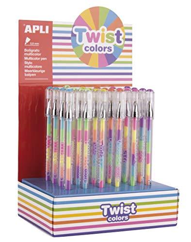 Apli 17498 Twist Color Pen Kugelschreiber, 6 Stück von APLI