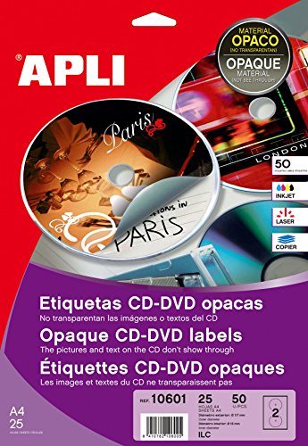 Apli - 200 Stück klassische CD/DVD-Etiketten Full Cover 117/18 von APLI