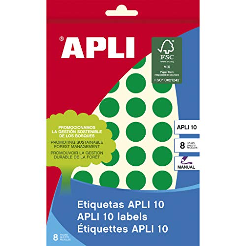 Apli 2741 Etiketten rund 16 mm, Grün, 10 Stück von APLI