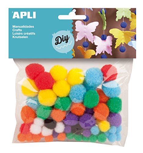 Apli 946035 - Pompons zum Basteln, buntes Sortiment - Pack 78 Stück von APLI Kids