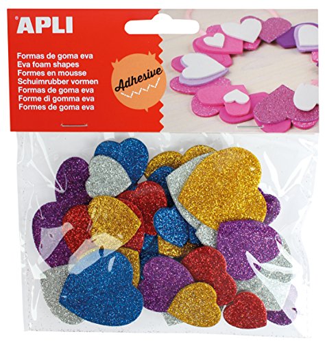 Apli Beutel von 50 Herzen aus Schaum mit Glitter Aufkleber von APLI Kids