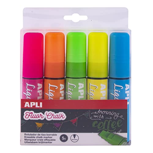 APLI Flüssigkreide-Marker, groß, verschiedene Farben, 5 Stück von APLI