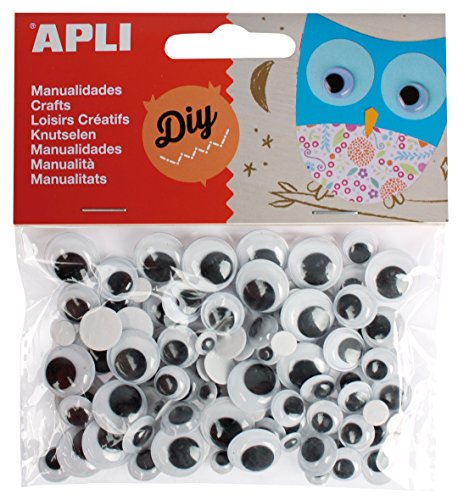Apli Klebeaugen, verdrehte/bewegliche Augen, verschiedene Größen, selbstklebend (100 Stück) von APLI Kids