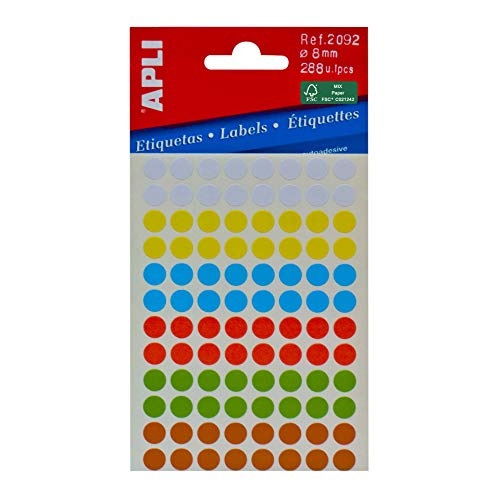 Apli Mini-Etiketten, 8 mm Durchmesser, 288 Stück Apli Mini-Etiketten, 8 mm Durchmesser, 288 Stück von APLI