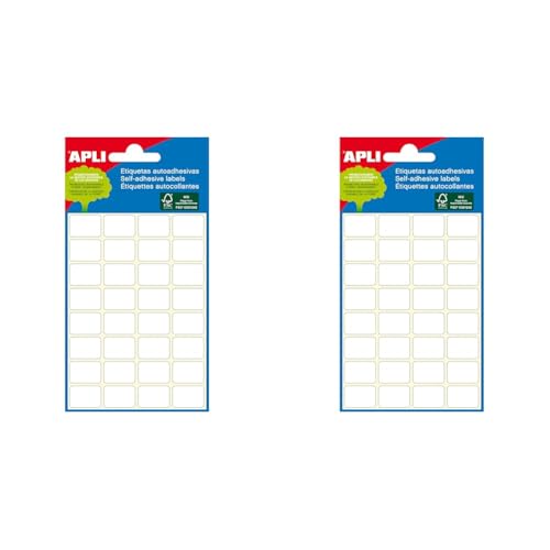 Apli Mini Klebeetiketten, 8 x 12 mm, Weiß, 360 Stück (Packung mit 2) von APLI