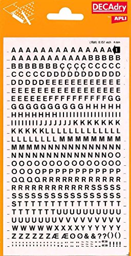 Buchstaben und Zahlen übertragbar, schwarz. Buchstaben 4 mm Schwarz Buchstaben und Zahlen übertragbar, schwarz. Buchstaben 4 mm Schwarz von APLI
