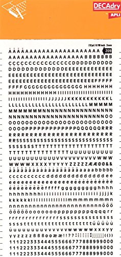 Buchstaben und Zahlen übertragbar, schwarz. Super Buchstaben und Zahlen 3 mm Schwarz von APLI