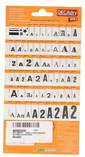 Buchstaben- und Zahlenetiketten, Farbe: schwarz Buchstaben 2,5 mm weiß von APLI