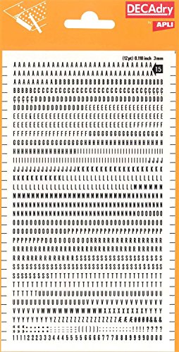 Apli DD15F 3 mm Buchstaben und Zahlen Transferdruck (1 Bogen) Schwarz von APLI