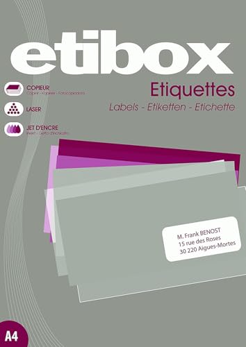 ETIBOX 119773-800 Etiketten, selbstklebend, 105 x 70 mm, Weiß, Drucker: Laser, Kopierer, Tintenstrahldrucker, gerade Ecken von APLI