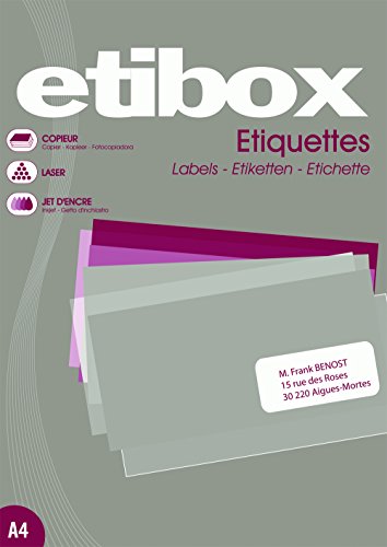 Etibox 14953-100 Blatt – 1200 weiße Mehrzwecketiketten – 97 x 42,4 mm – Weiß – Laser, Kopierer, Tintenstrahldrucker von APLI