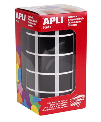 Quadratische Aufkleber auf einer Rolle Durchmesser 20 mm schwarz von APLI Kids