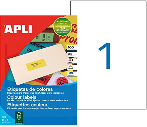 agipa 100754 Adress-Etiketten, 210 x 297 mm, neongelb von APLI