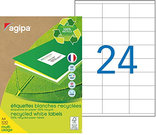 agipa 101186 Recycling Vielzweck-Etiketten, 70 x 35 mm, weiß agipa 101186 Recycling Vielzweck-Etiketten, 70 x 35 mm, weiß von APLI