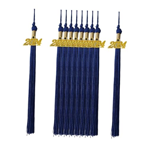 APLVFFZH 10x Graduation Hut Quasten Zeremonien Zubehör Geschenk Dekoration mit 2024 Gold Charme, Blau APLVFFZH 10x Graduation Hut Quasten Zeremonien Zubehör Geschenk Dekoration mit 2024 Gold Charme, Blau von APLVFFZH