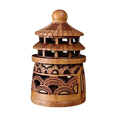 APLVFFZH Holzgeschnitzter Anhänger, kreatives Geschenk, elegant, vielseitig verwendbar, tragbar, handgefertigt, hängendes Ornament, Schlüsselanhänger für die, Pagodenform von APLVFFZH