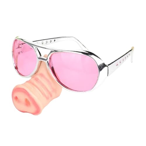 APLVFFZH Schweinchen Brille mit Riesennase, Party Accessoire für Maskerade Und Fasching, ROSA von APLVFFZH