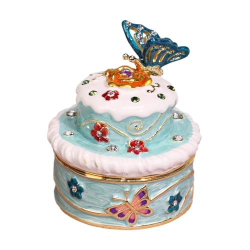 APLVFFZH Tragbare Schmuckschatulle mit Deckel, Ornament, Kuchenskulptur für Ohrringe, Blau APLVFFZH Tragbare Schmuckschatulle mit Deckel, Ornament, Kuchenskulptur für Ohrringe, Blau von APLVFFZH