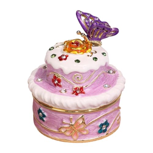 APLVFFZH Tragbare Schmuckschatulle mit Deckel, Ornament, Kuchenskulptur für Ohrringe, Lila APLVFFZH Tragbare Schmuckschatulle mit Deckel, Ornament, Kuchenskulptur für Ohrringe, Lila von APLVFFZH