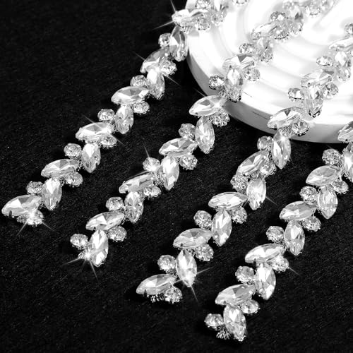 3 Yard Strass Fransen Kette, Strass Trim Band Gürtel Kette, Silber Kristall Fransenborten für Kleidung Zubehör und DIY Handwerk Dekoration, Sparkle Diamant Perlen Fransen zum Nähen 3 Yard Strass Fransen Kette, Strass Trim Band Gürtel Kette, Silber Kristall Fransenborten für Kleidung Zubehör und DIY Handwerk Dekoration, Sparkle Diamant Perlen Fransen zum Nähen von APLZGMG