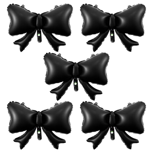 5 schwarze Luftballons, riesige Folienschleifenballon-Dekoration für Kokette, Gothic, Hochzeit und Prinzessinnen-Motto-Partys, inklusive 1 Strohhalm und 10 m Band für einfache Einrichtung 5 schwarze Luftballons, riesige Folienschleifenballon-Dekoration für Kokette, Gothic, Hochzeit und Prinzessinnen-Motto-Partys, inklusive 1 Strohhalm und 10 m Band für einfache Einrichtung von APLZGMG