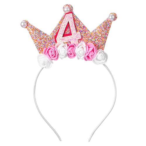 APLZGMG Kleinkind Mädchen Geburtstag Krone Stirnband 2. bis 6. Blume Prinzessin Tiara Krone Glitzer Haarband für Geburtstag Mädchen von APLZGMG