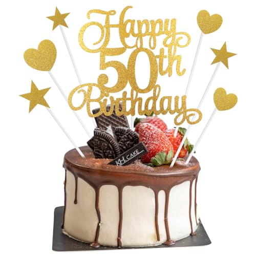 Happy 50th Birthday Cake Topper, 50. Tortendekorationen Gold, 7 Stück Happy Birthday Tortendeko Geburtstag Kuchen Deko Cake Topper Kuchendeko Torte Dekoration für Geburtstagsdeko, Partyzubehör (50th) Happy 50th Birthday Cake Topper, 50. Tortendekorationen Gold, 7 Stück Happy Birthday Tortendeko Geburtstag Kuchen Deko Cake Topper Kuchendeko Torte Dekoration für Geburtstagsdeko, Partyzubehör (50th) von APLZGMG