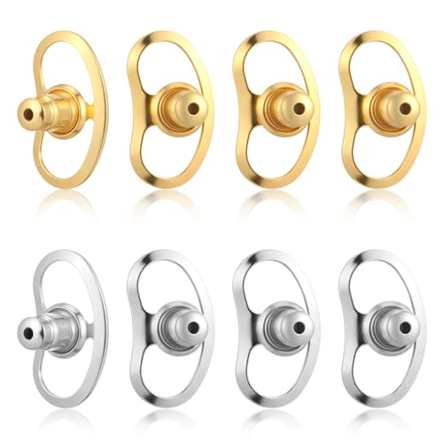 Ohrring-Verschlüsse, Ohrring-Verschlüsse, Ersatz für Ohrstecker, große enge Ohrring-Verschlüsse für schwere Ohrringe und hängende Ohren (4 Gold und 4 Silber), 8 Stück von APLZGMG