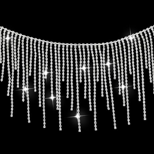 Strass-Fransenbesatz, funkelnde Diamant-Quastenkette, Fransen für DIY-Kleidung, Dekoration, Jeans, Jacken, Perlenband zum Nähen, Hochzeitskleid, Gürtel und Kostüm-Anpassung (91 cm) von APLZGMG