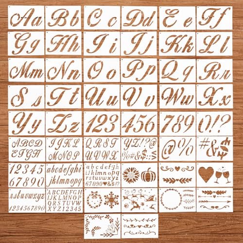 Wiederverwendbare Kalligraphie-Alphabet-Schablonen, Buchstabenschablonen zum Malen auf Holzwand mit Zahlen, Schildern, Blumen, Schablone zum Basteln, wiederverwendbare Zeichenschablone für Wiederverwendbare Kalligraphie-Alphabet-Schablonen, Buchstabenschablonen zum Malen auf Holzwand mit Zahlen, Schildern, Blumen, Schablone zum Basteln, wiederverwendbare Zeichenschablone für von APLZGMG